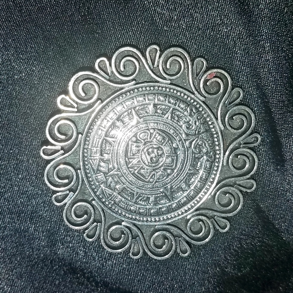 Sterling silver Aztec coin pendant